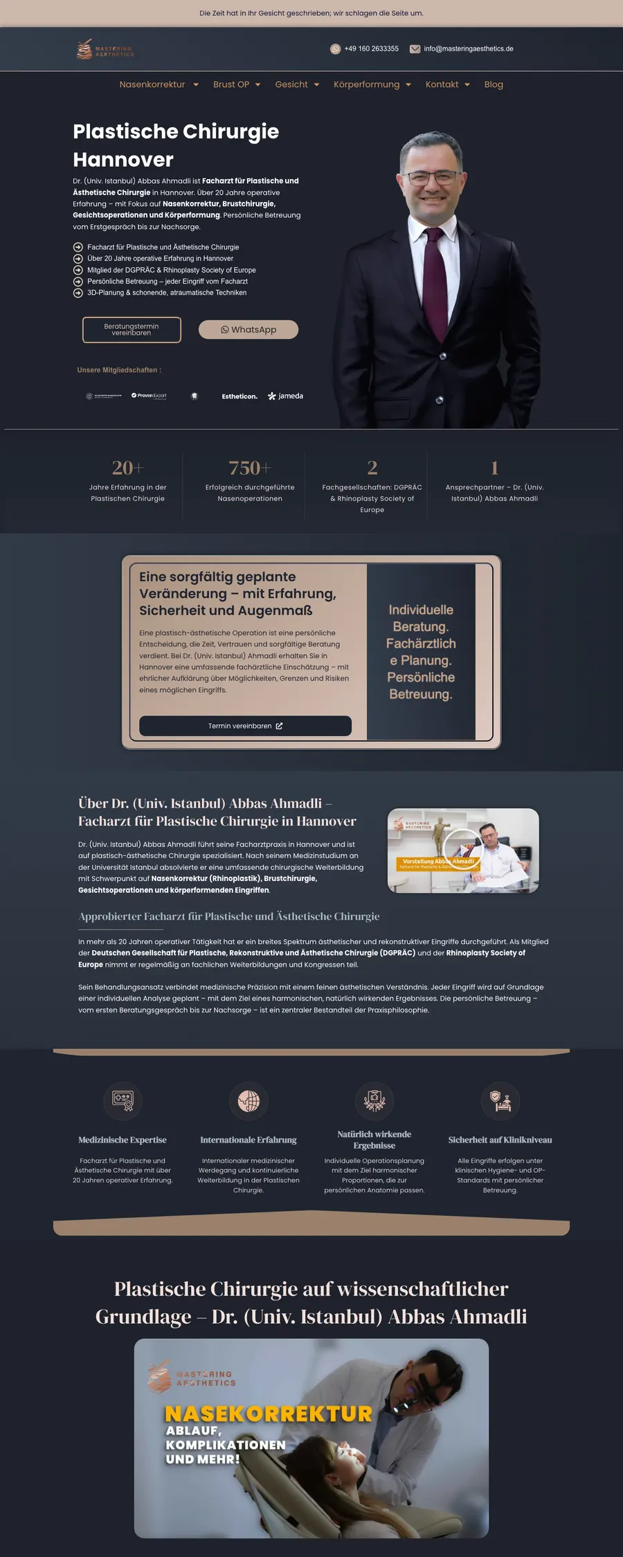 Website von Mastering Aesthetics, Hannover, auf einem Laptop